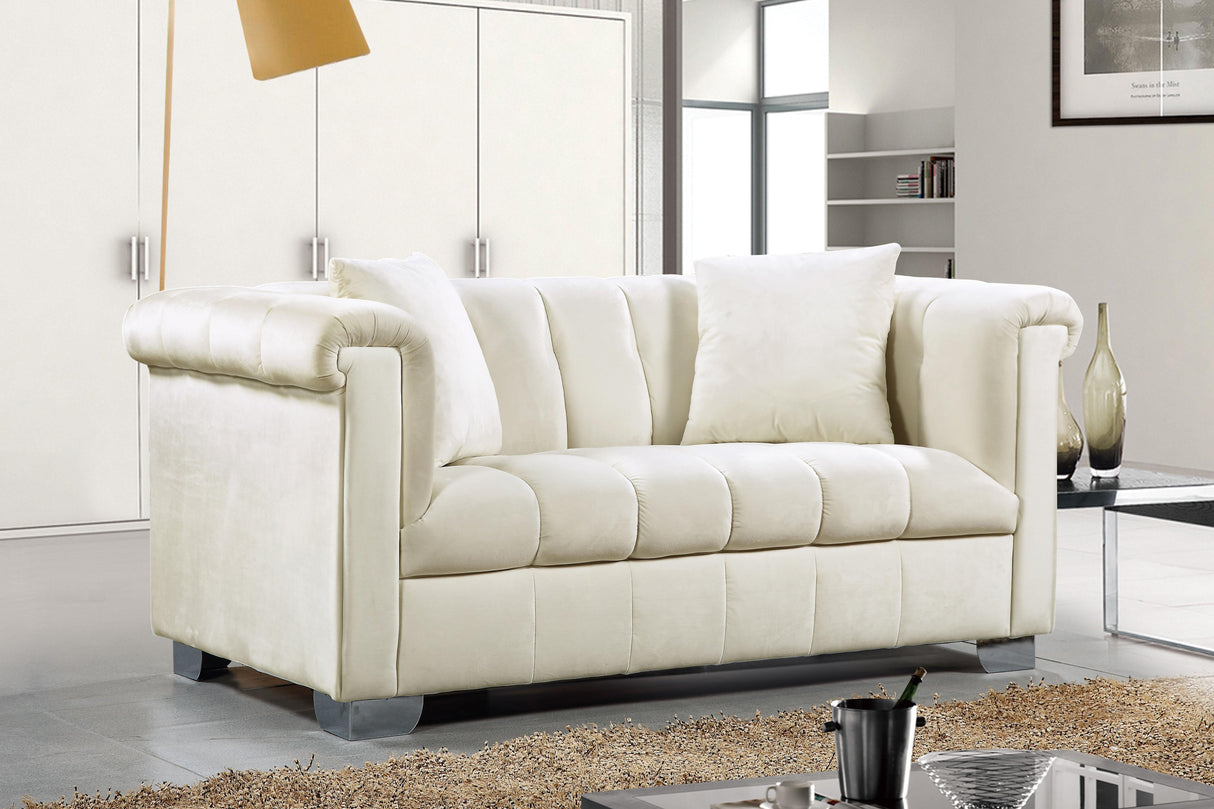 Kayla Cream Velvet Loveseat - galleria furniture outlet