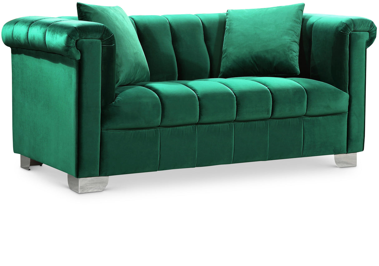 Kayla Green Velvet Loveseat - galleria furniture outlet