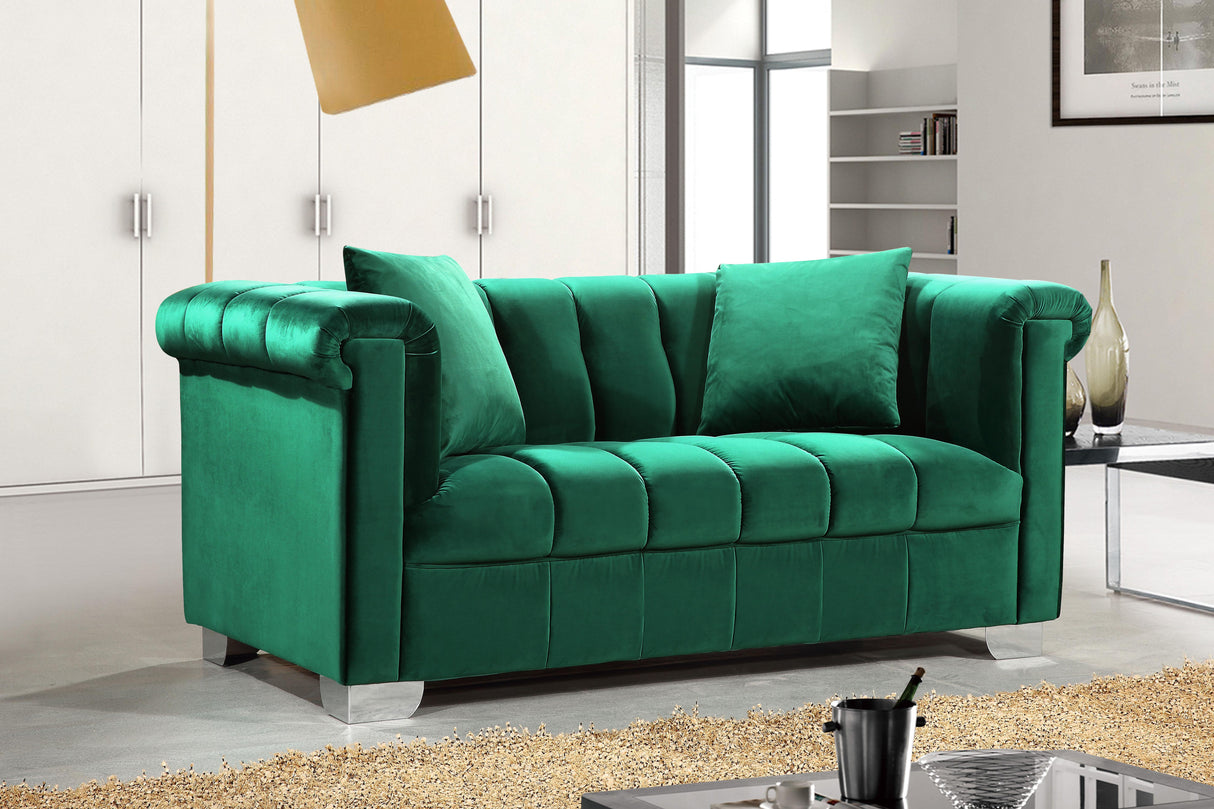Kayla Green Velvet Loveseat - galleria furniture outlet