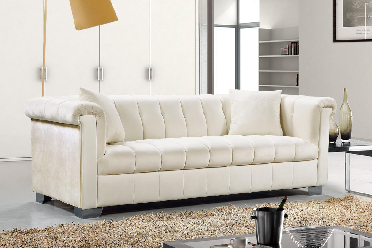 Kayla Cream Velvet Sofa - galleria furniture outlet