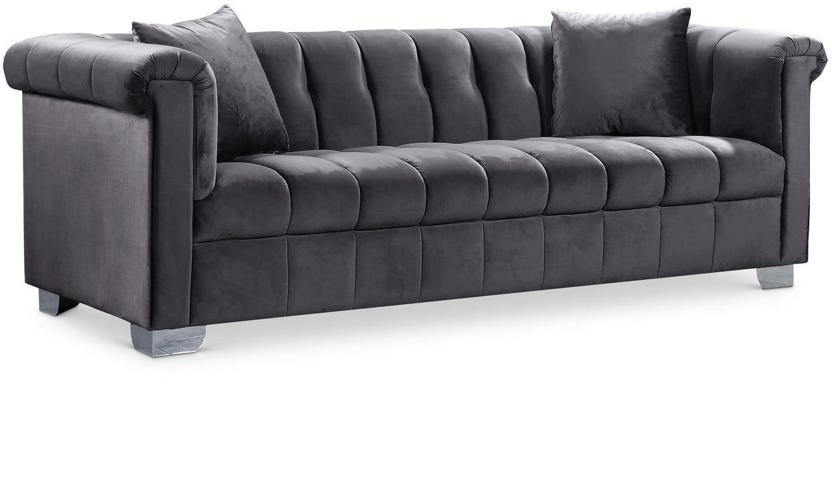 Kayla Grey Velvet Sofa - galleria furniture outlet