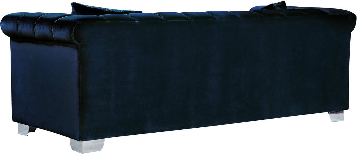 Kayla Navy Velvet Loveseat - galleria furniture outlet