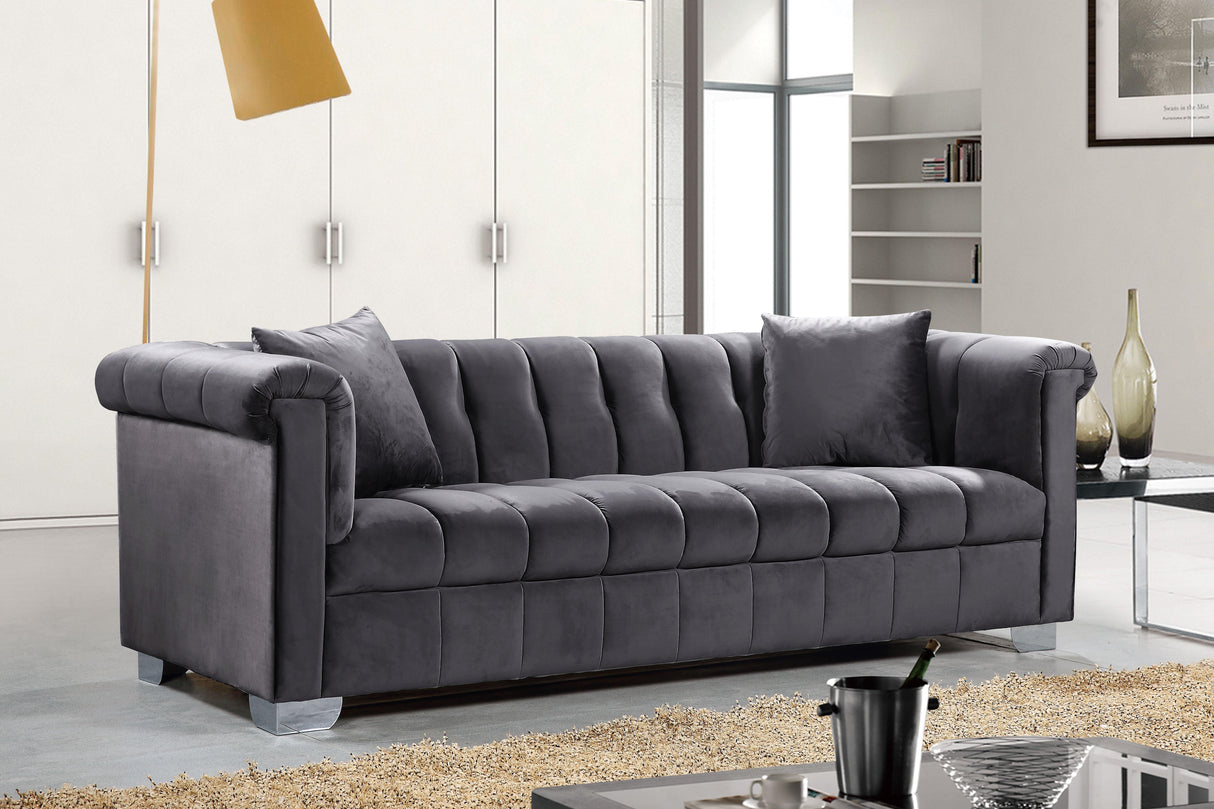 Kayla Grey Velvet Sofa - galleria furniture outlet