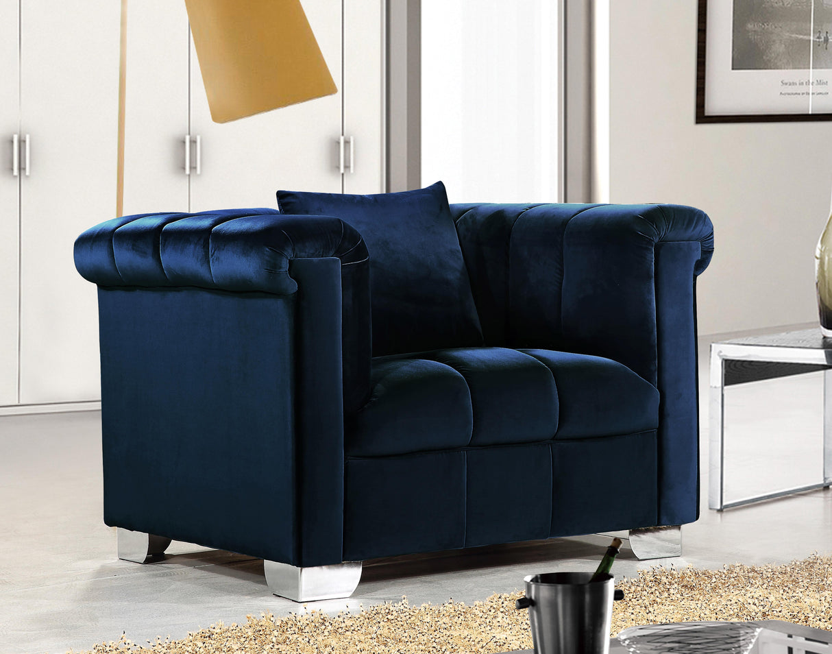 Kayla Navy Velvet Chair - galleria furniture outlet