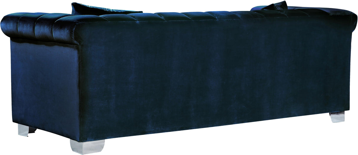 Kayla Navy Velvet Sofa - galleria furniture outlet