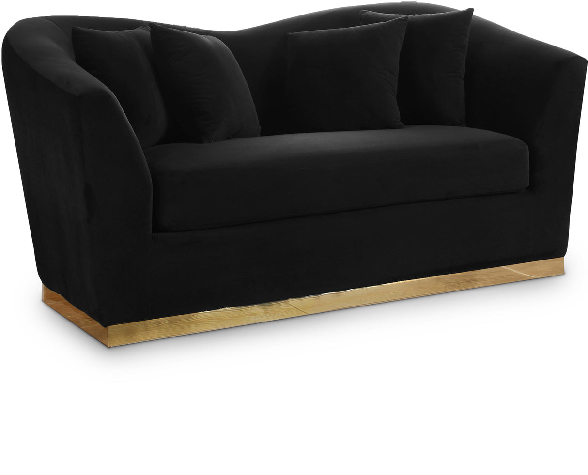 Arabella Black Velvet Loveseat - galleria furniture outlet