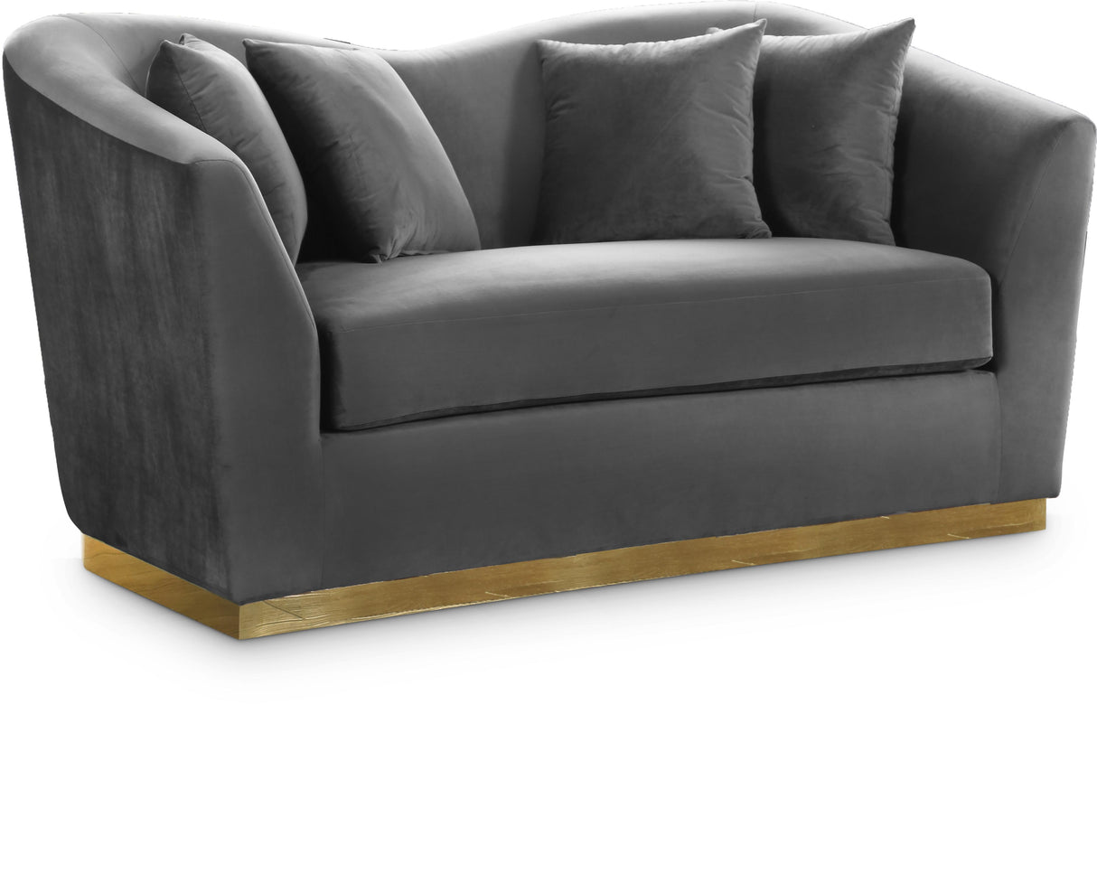 Arabella Grey Velvet Loveseat - galleria furniture outlet