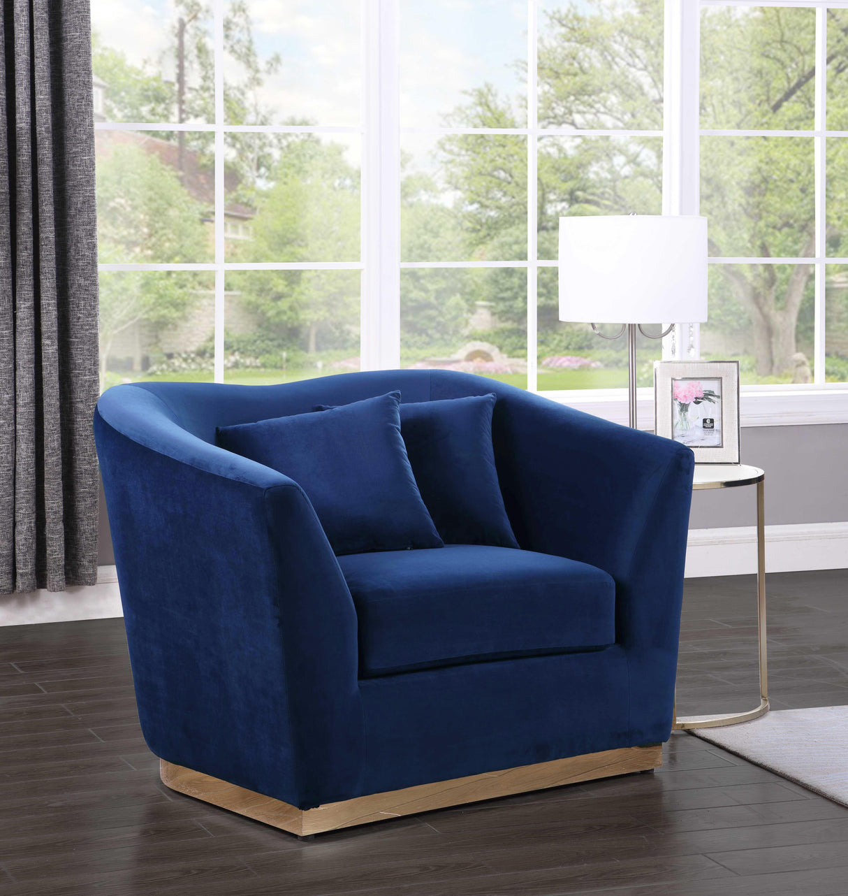 Arabella Navy Velvet Chair - galleria furniture outlet