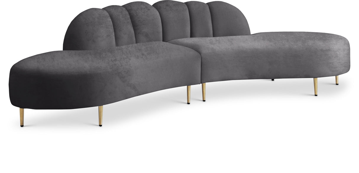Divine Grey Velvet 2pc. Sectional - galleria furniture outlet