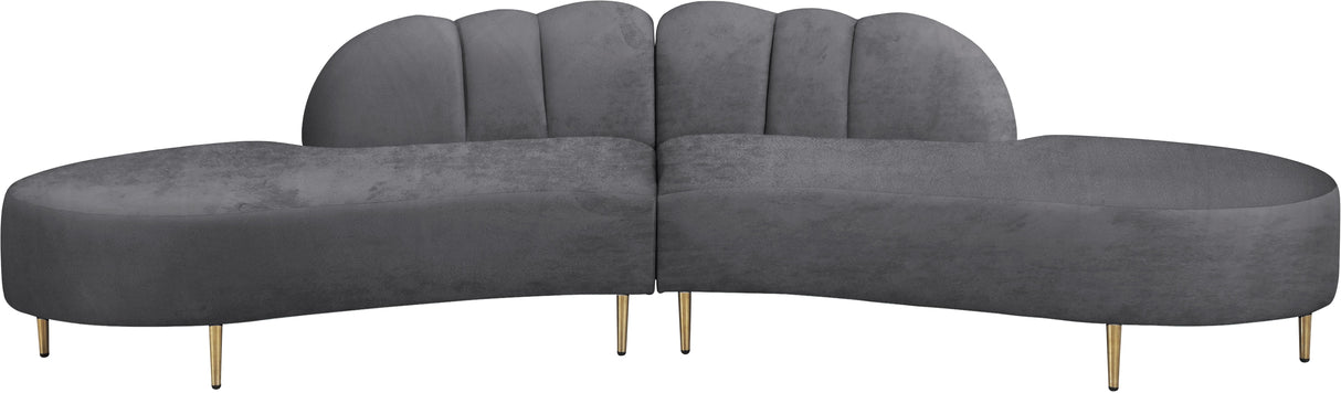 Divine Grey Velvet 2pc. Sectional - galleria furniture outlet