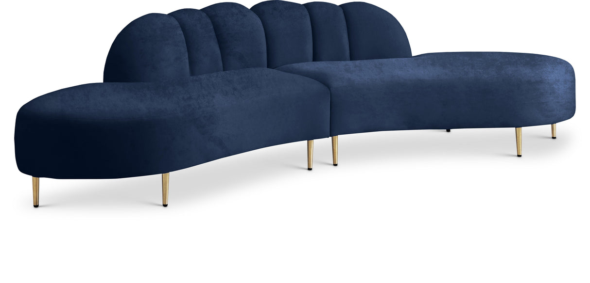 Divine Navy Velvet 2pc. Sectional - galleria furniture outlet