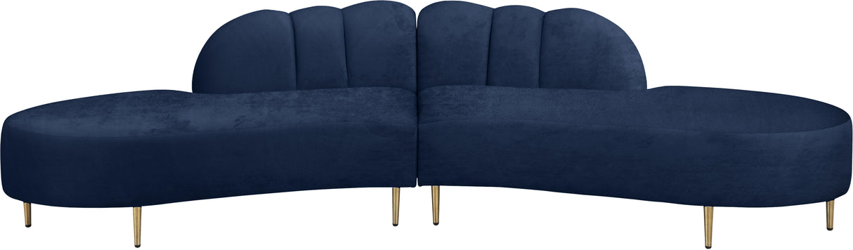 Divine Navy Velvet 2pc. Sectional - galleria furniture outlet
