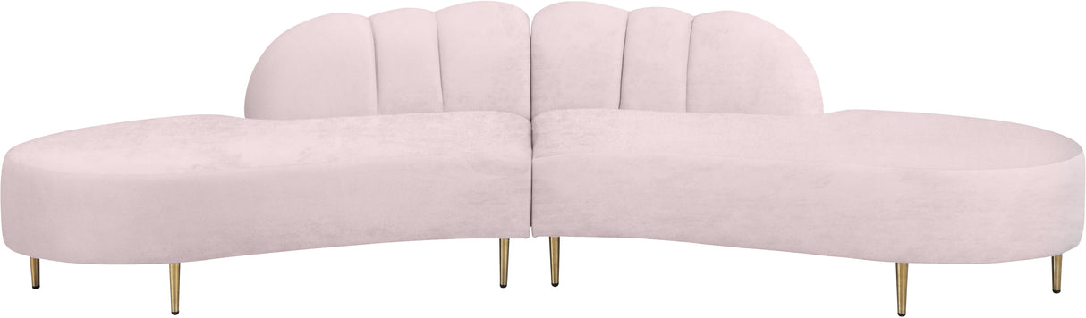 Divine Pink Velvet 2pc. Sectional - galleria furniture outlet