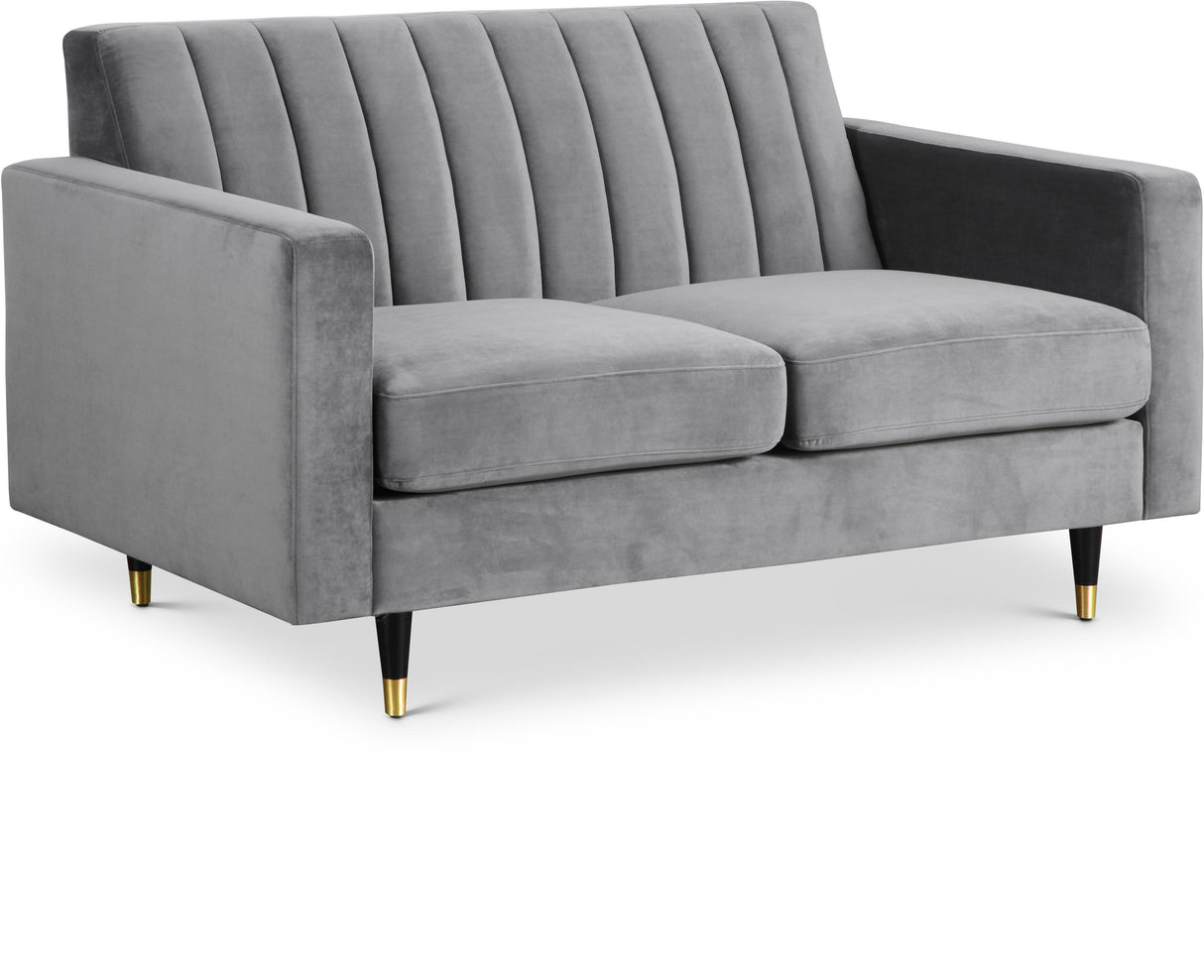 Lola Grey Velvet Loveseat - galleria furniture outlet