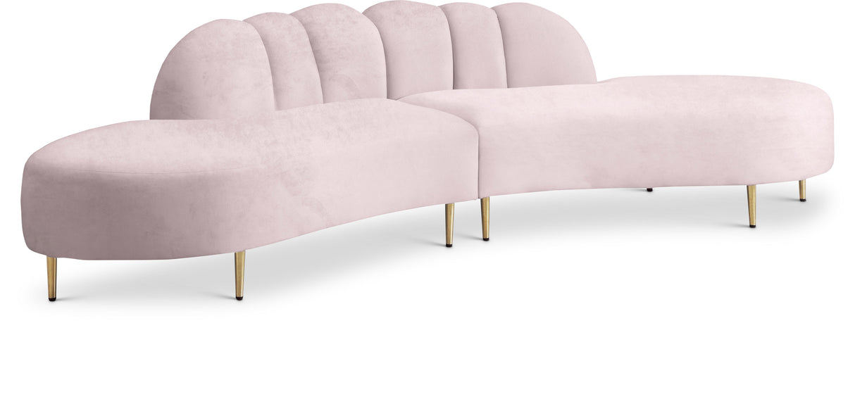 Divine Pink Velvet 2pc. Sectional - galleria furniture outlet