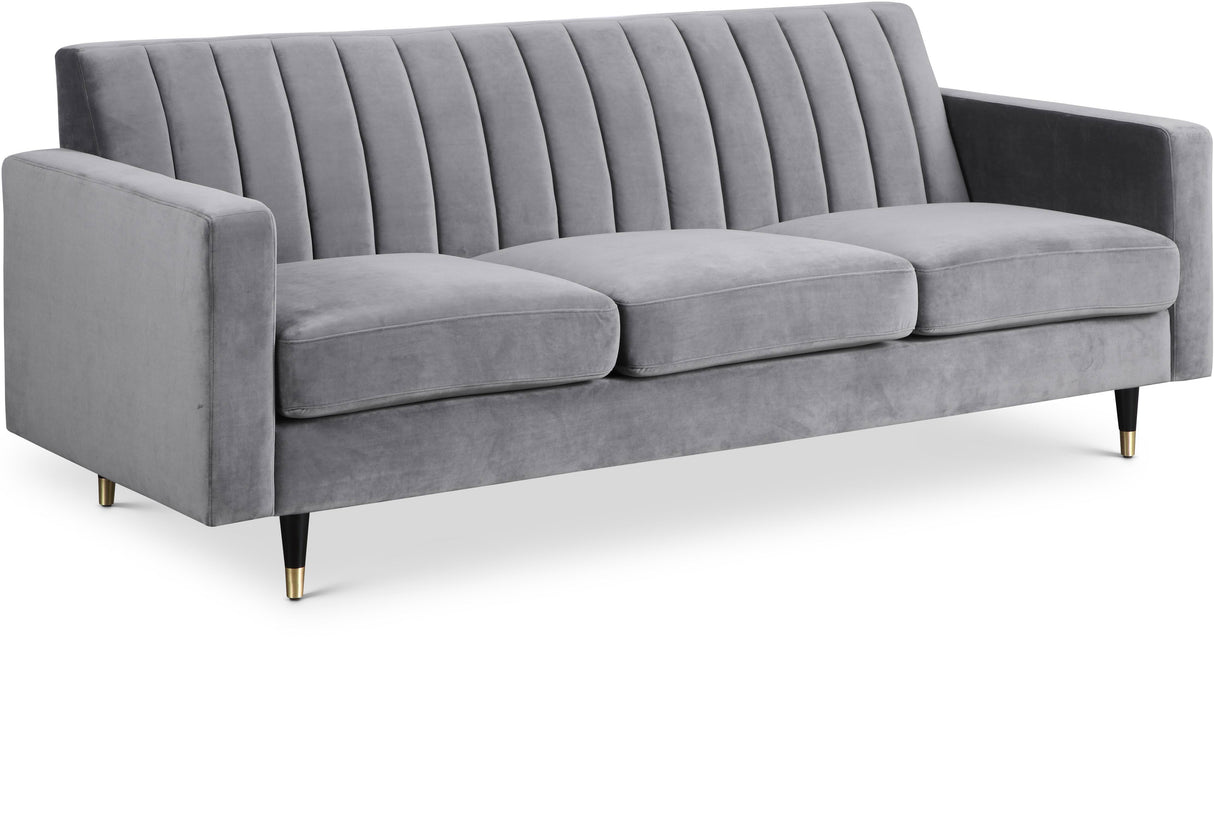 Lola Grey Velvet Sofa - galleria furniture outlet