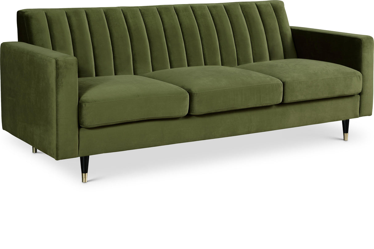Lola Olive Velvet Sofa - galleria furniture outlet