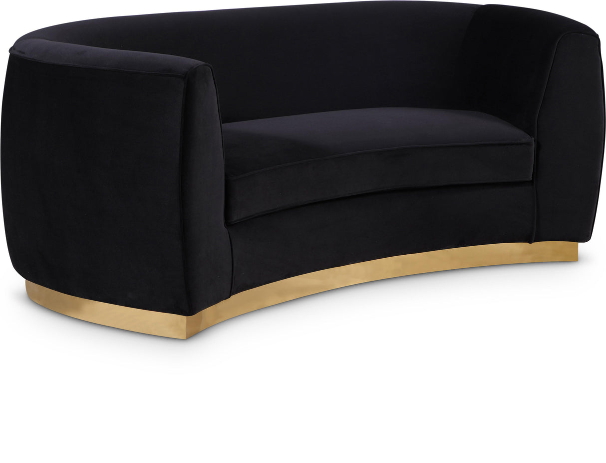 Julian Black Velvet Loveseat - galleria furniture outlet