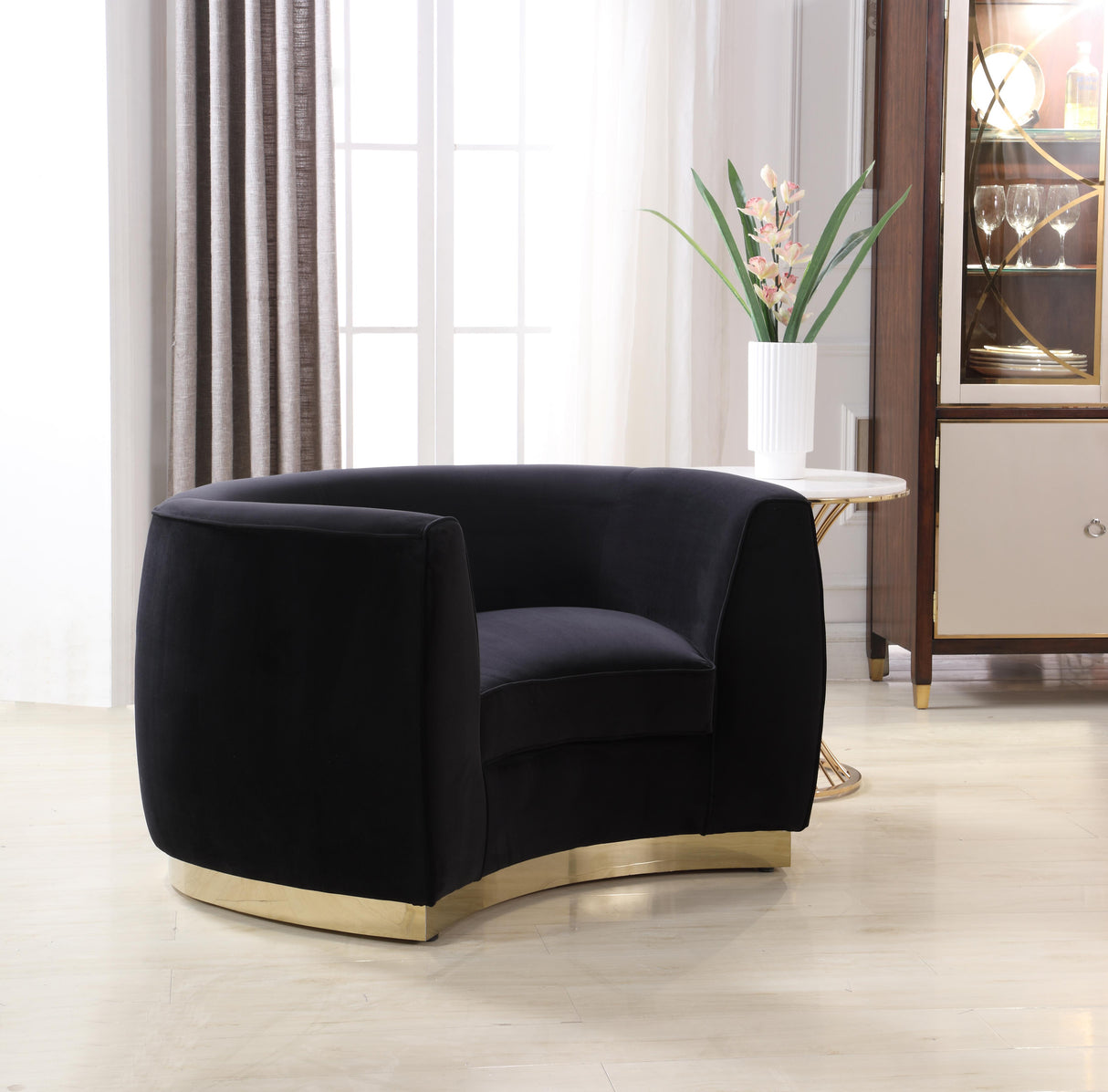 Julian Black Velvet Chair - galleria furniture outlet