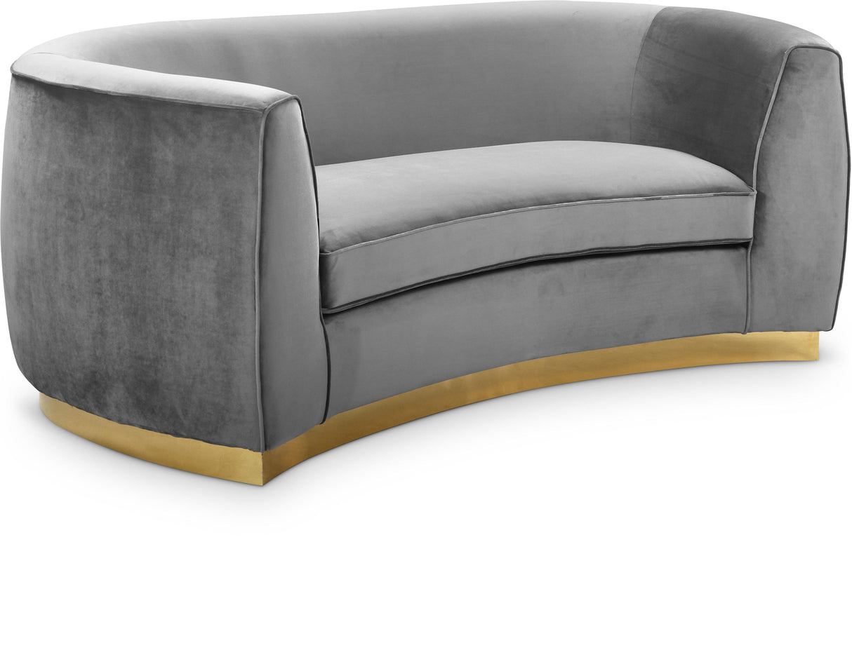 Julian Grey Velvet Loveseat - galleria furniture outlet