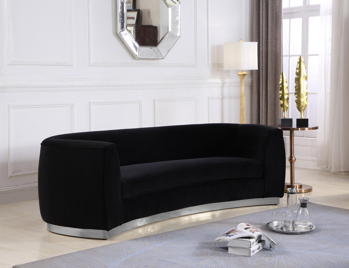 Julian Black Velvet Sofa - galleria furniture outlet