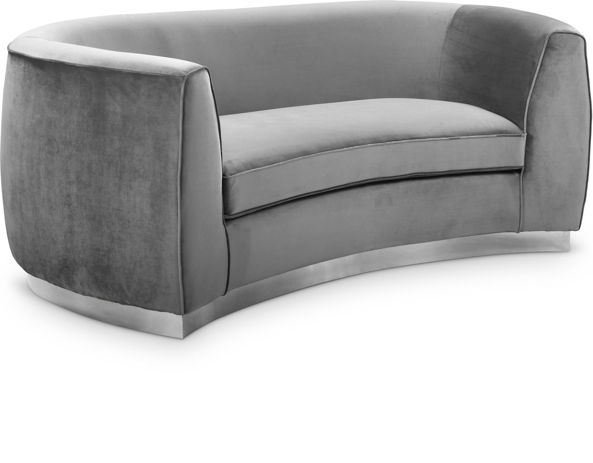 Julian Grey Velvet Loveseat - galleria furniture outlet