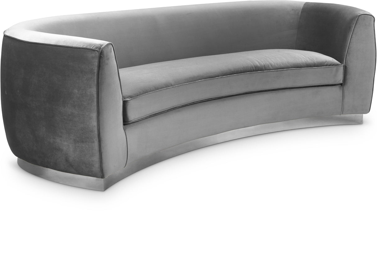 Julian Grey Velvet Sofa - galleria furniture outlet