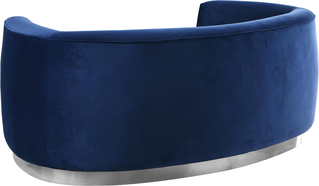 Julian Navy Velvet Loveseat - galleria furniture outlet