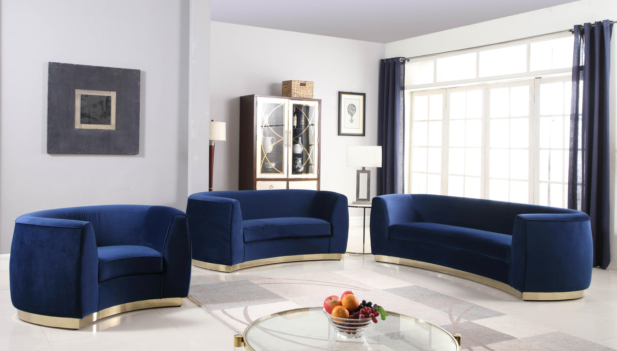 Julian Navy Velvet Loveseat - galleria furniture outlet