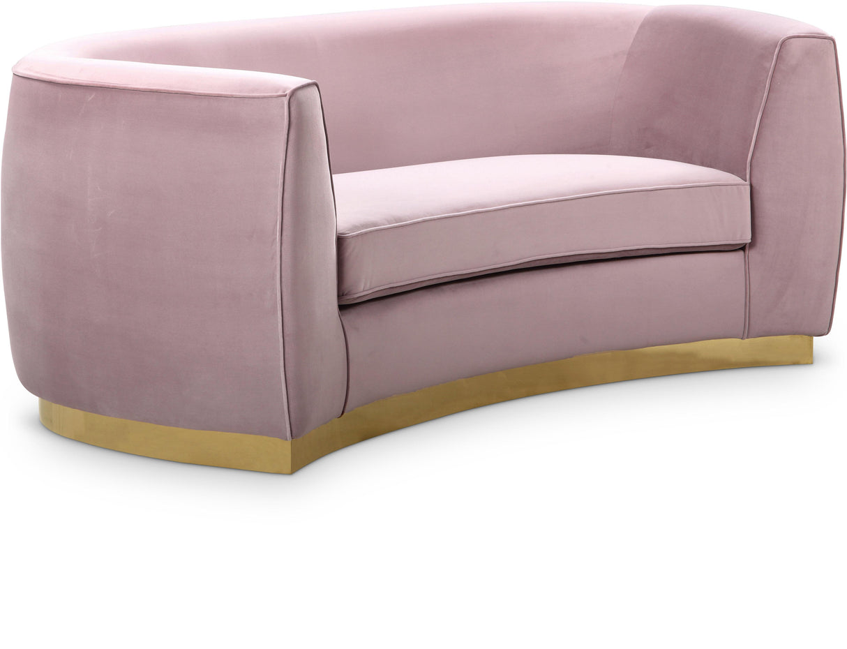 Julian Pink Velvet Loveseat - galleria furniture outlet
