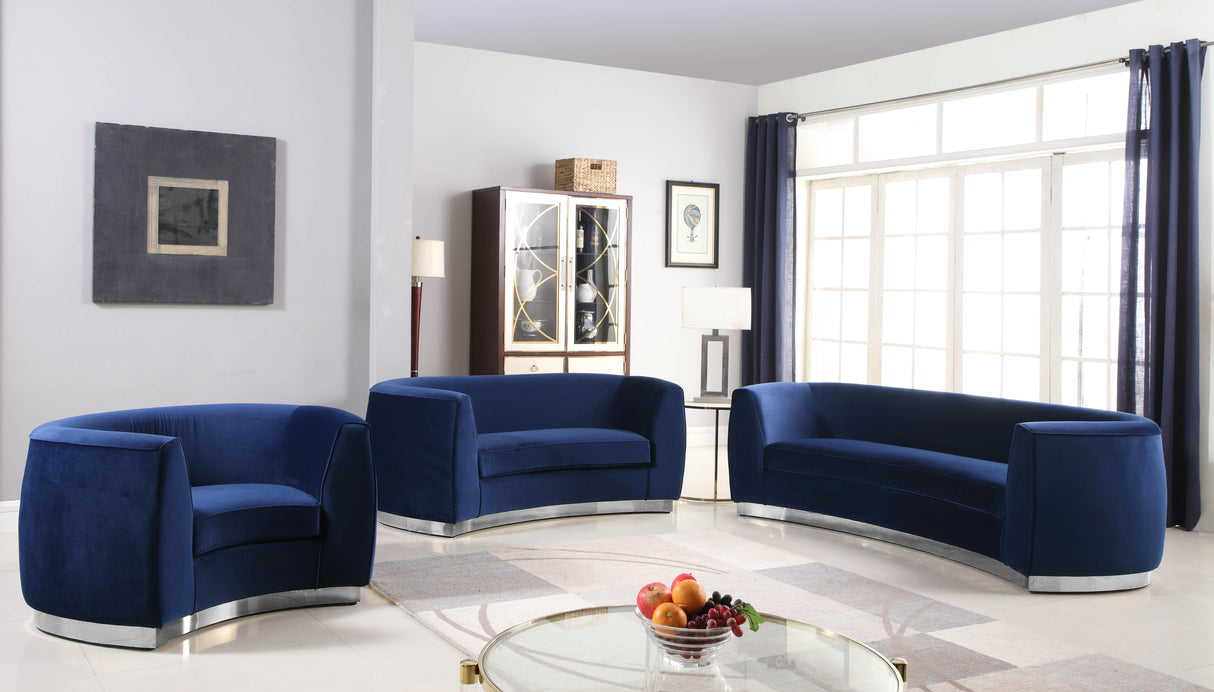 Julian Navy Velvet Sofa - galleria furniture outlet