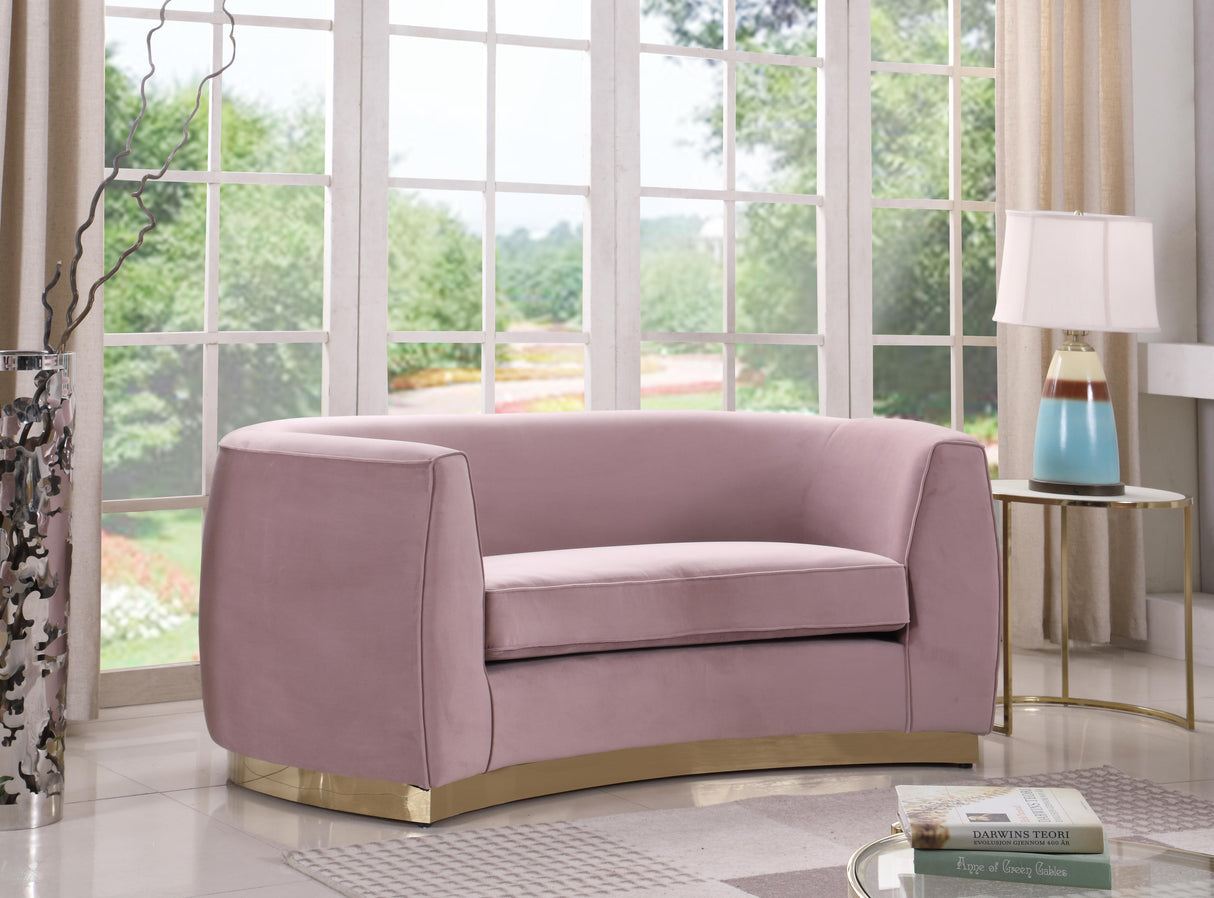 Julian Pink Velvet Loveseat - galleria furniture outlet