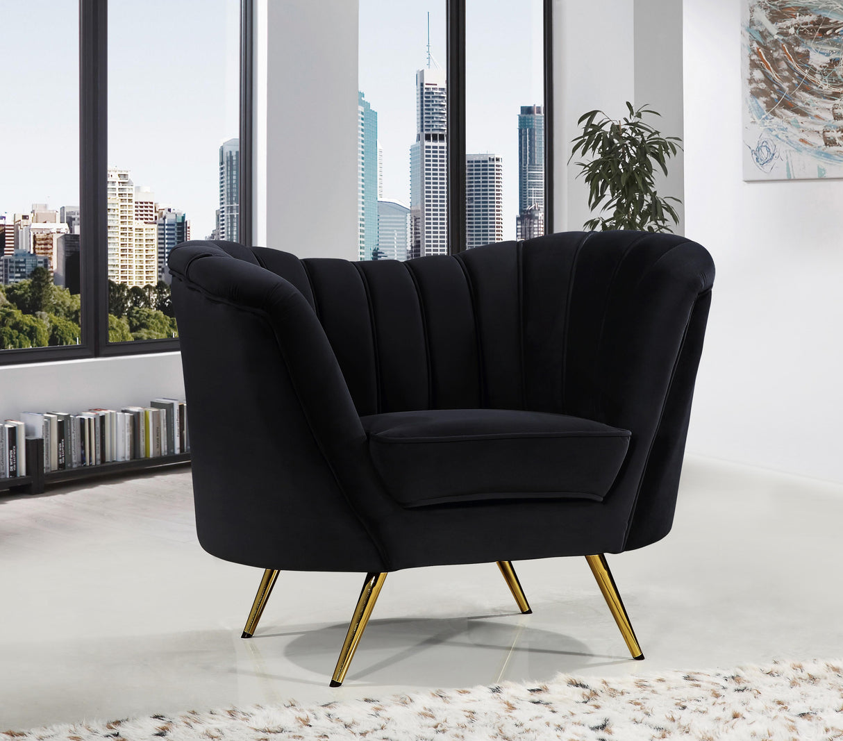 Margo Black Velvet Chair - galleria furniture outlet