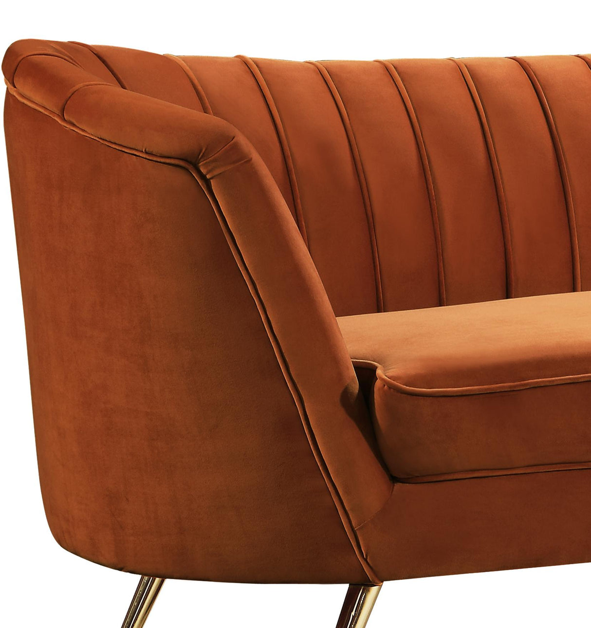 Margo Cognac Velvet Loveseat - galleria furniture outlet