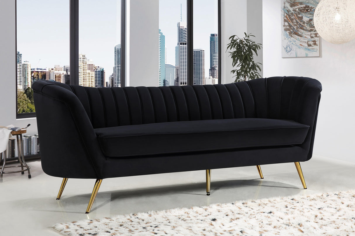 Margo Black Velvet Sofa - galleria furniture outlet