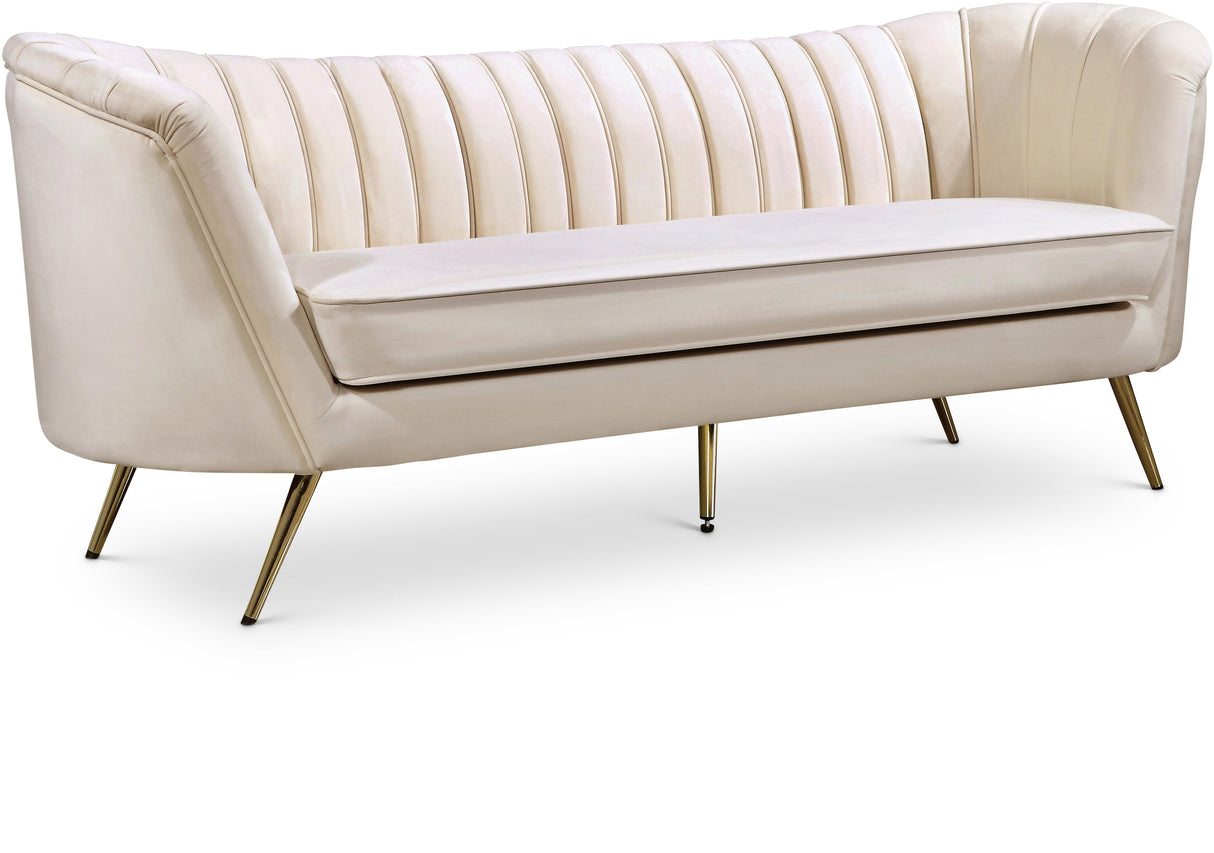 Margo Cream Velvet Sofa - galleria furniture outlet
