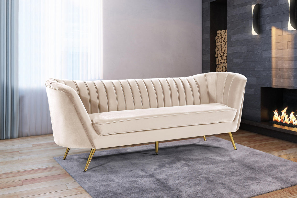 Margo Cream Velvet Sofa - galleria furniture outlet