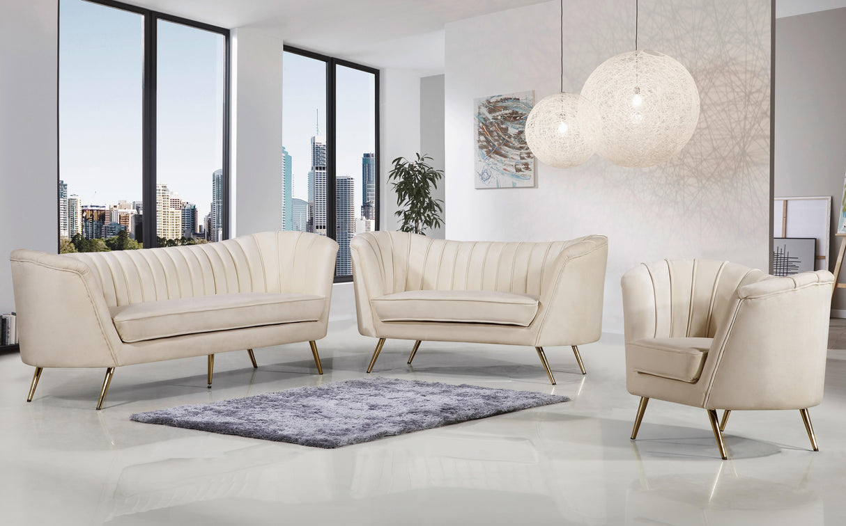 Margo Cream Velvet Sofa - galleria furniture outlet