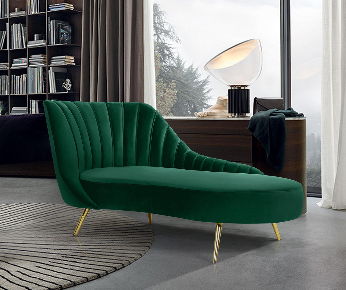 Margo Green Velvet Chaise - galleria furniture outlet