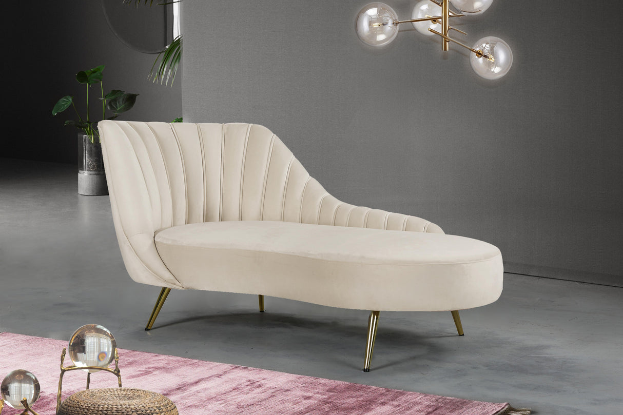 Margo Cream Velvet Chaise - galleria furniture outlet