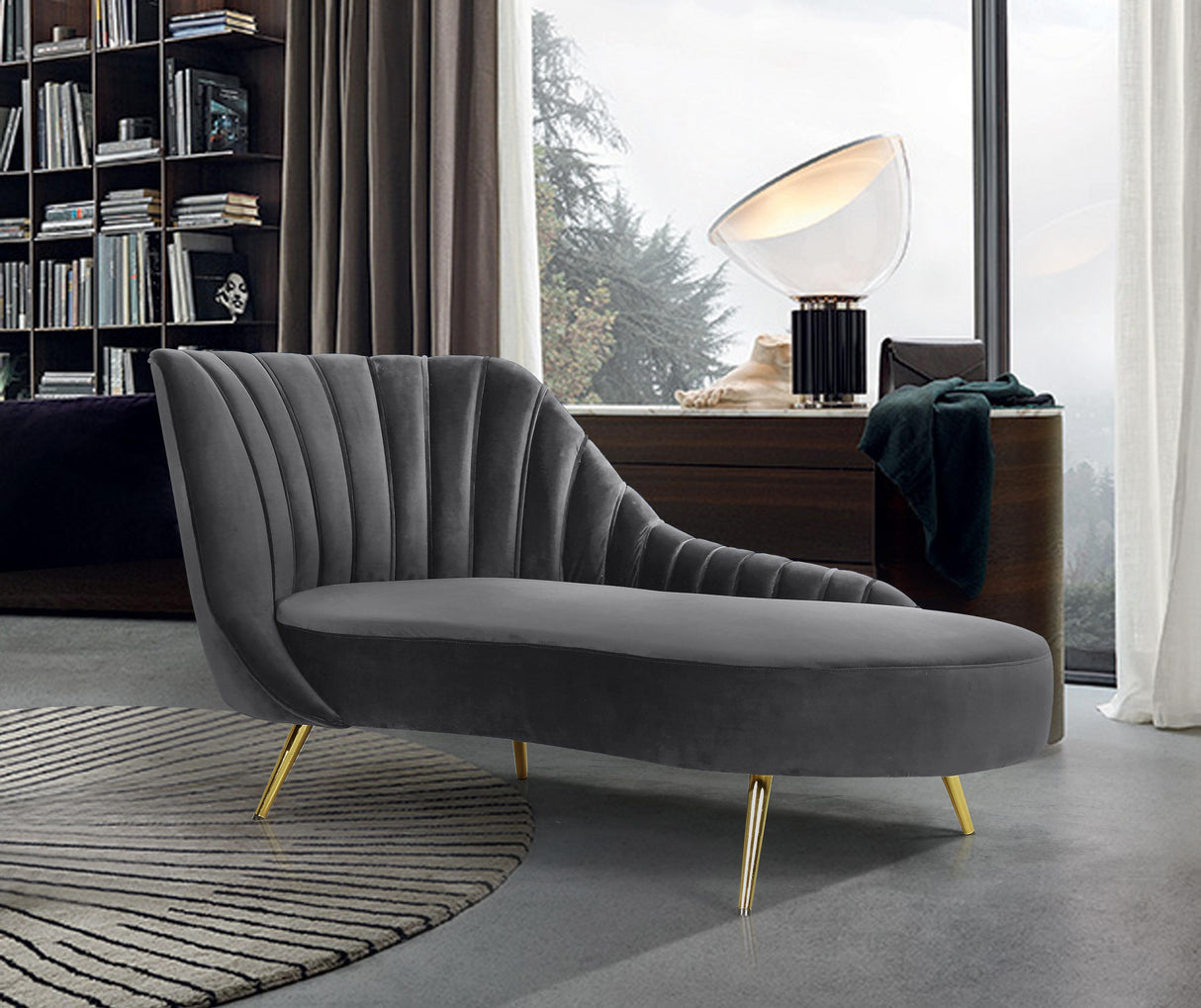 Margo Grey Velvet Chaise - galleria furniture outlet