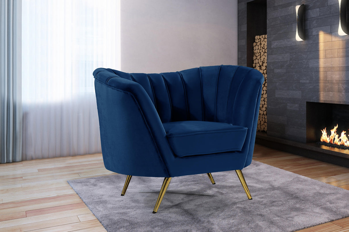 Margo Navy Velvet Chair - galleria furniture outlet