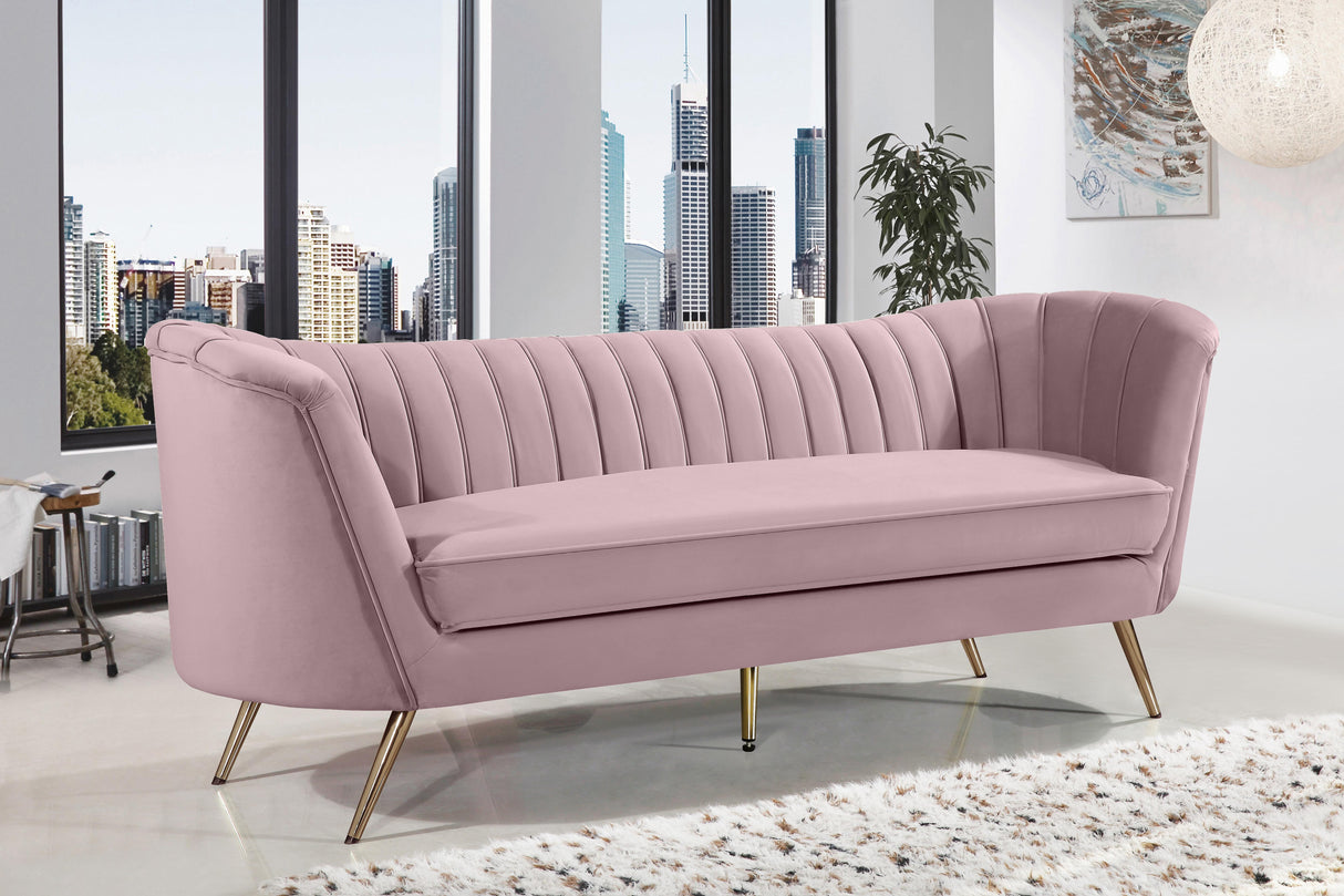 Margo Pink Velvet Sofa - galleria furniture outlet