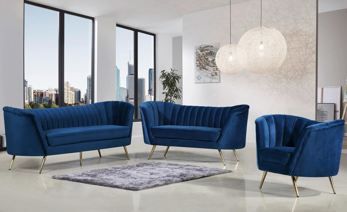 Margo Navy Velvet Sofa - galleria furniture outlet