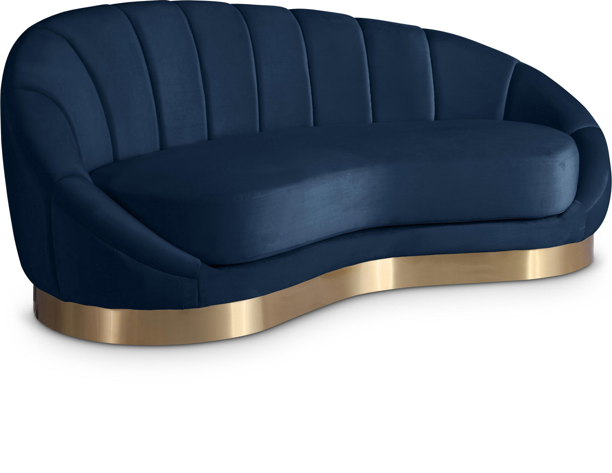Shelly Navy Velvet Chaise - galleria furniture outlet