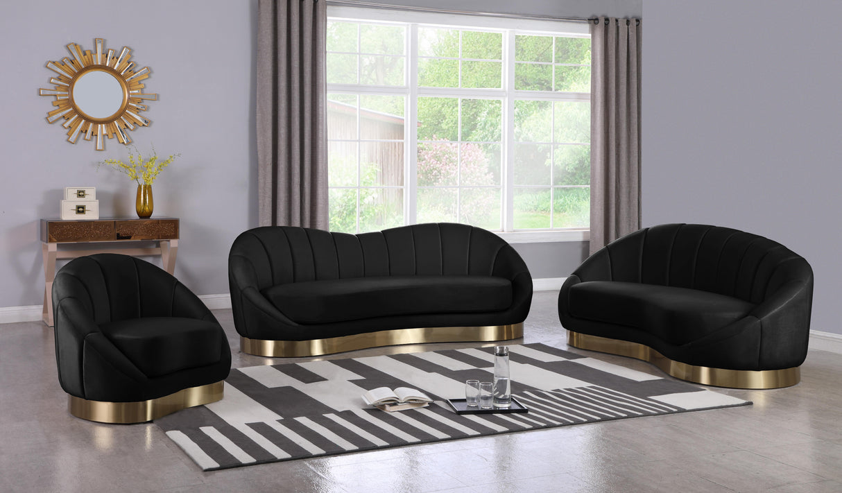 Shelly Black Velvet Sofa - galleria furniture outlet