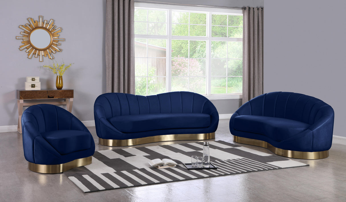 Shelly Navy Velvet Sofa - galleria furniture outlet
