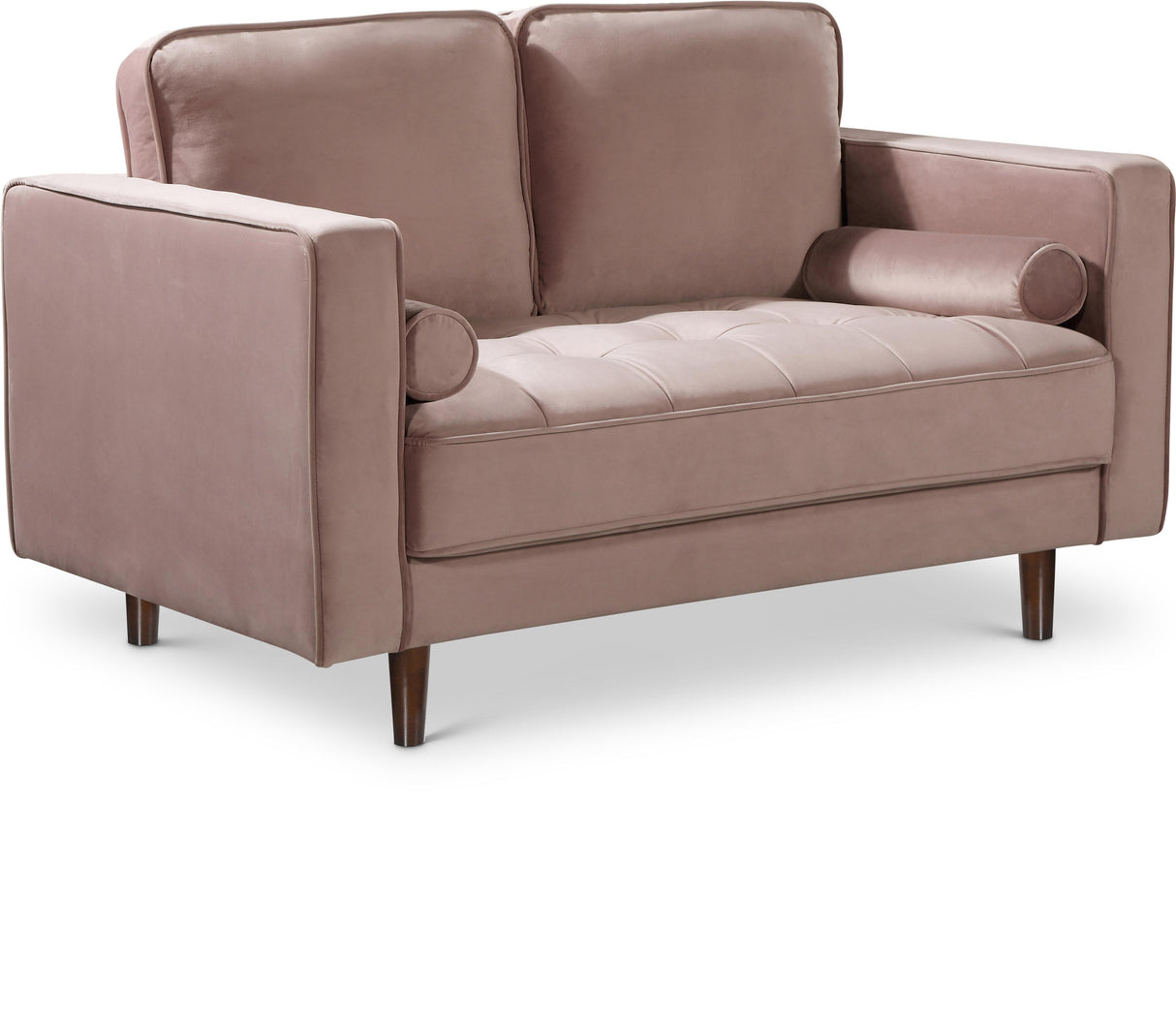 Emily Pink Velvet Loveseat - galleria furniture outlet