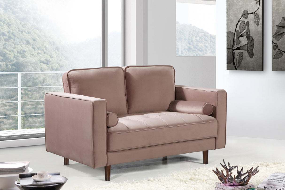 Emily Pink Velvet Loveseat - galleria furniture outlet