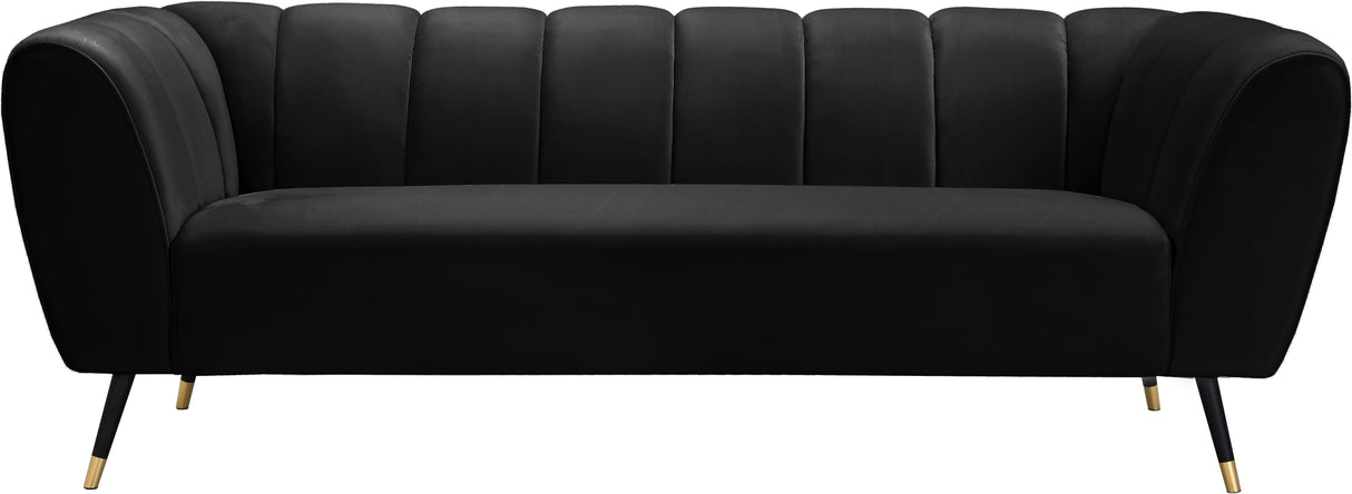 Beaumont Black Velvet Sofa - galleria furniture outlet